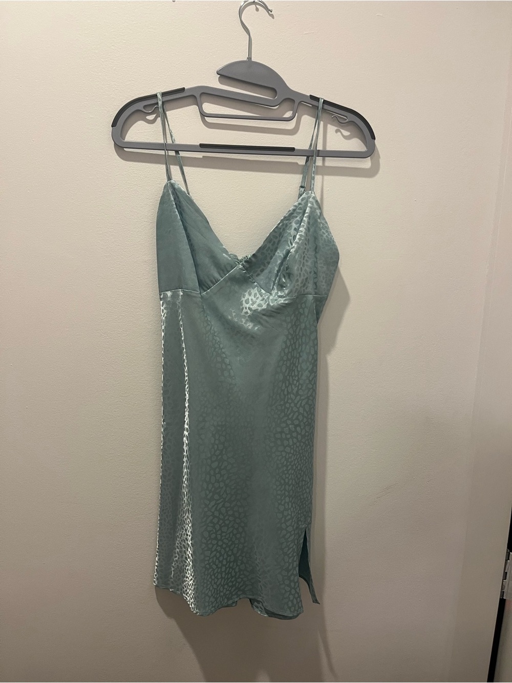 Satin Slip Mini Dress in Mint Green